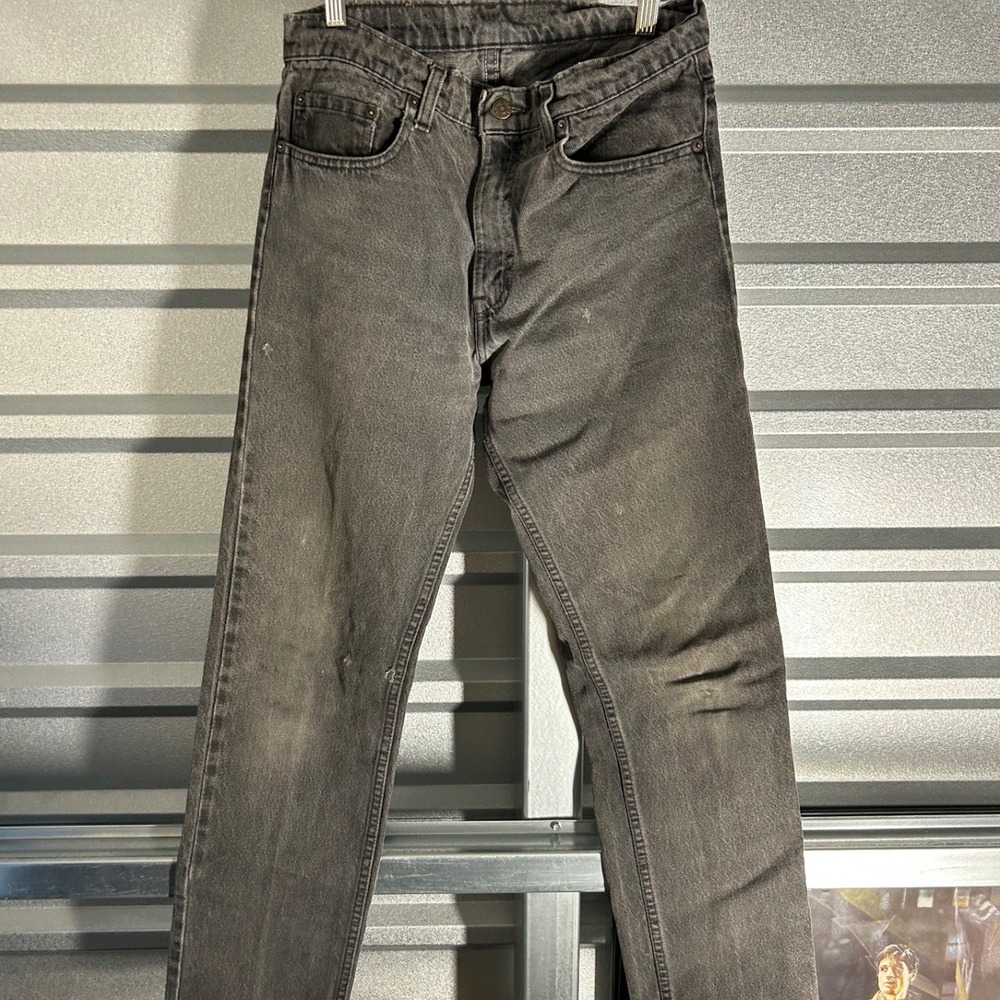 VINTAGE Levi 505 Jeans Mens 31x30 Black Denim Straight Leg Made in USA Grunge
